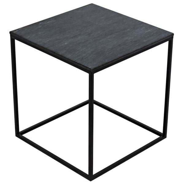 Landon Side Table in Black Metal w  Marble Online Hot Sale