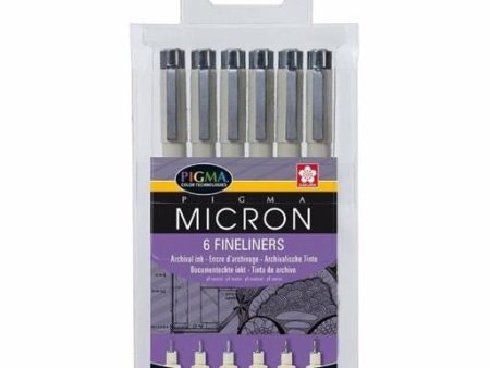 Sakura Pigma Micron Fineliners (Set of 6 Black) Hot on Sale