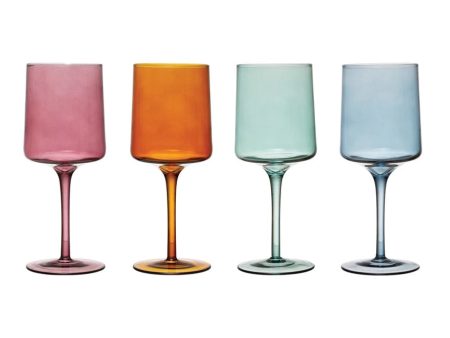 14 oz. Stemmed Wine Glass, 4 Colors (Set of 4) Online Hot Sale