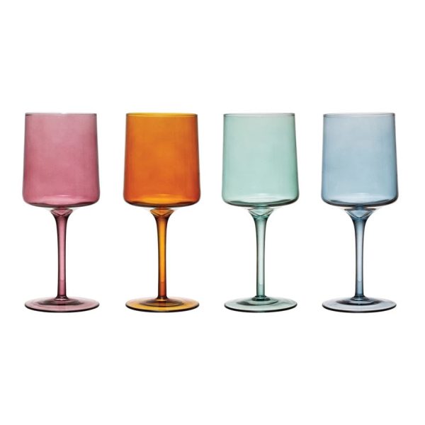 14 oz. Stemmed Wine Glass, 4 Colors (Set of 4) Online Hot Sale