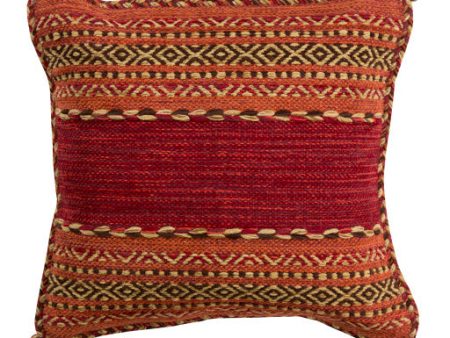 Trenza Cotton Dark Red Pillow Cover in Various Sizes For Discount