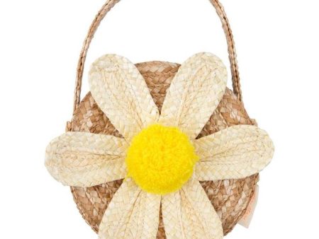 White Daisy Straw Bag For Cheap