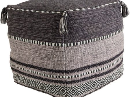 Trenza Cotton Black Pouf For Discount