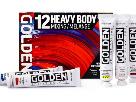 GOLDEN ACRYLIC MIX HEAVY BODY 12SET For Sale