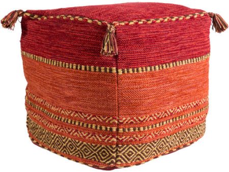 Trenza Cotton Dark Red Pouf Discount