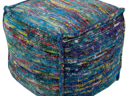 Bazaar Cotton Bright Blue Pouf Hot on Sale