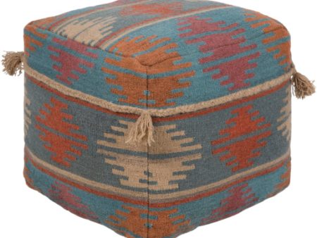 Adia Wool Teal Pouf Supply