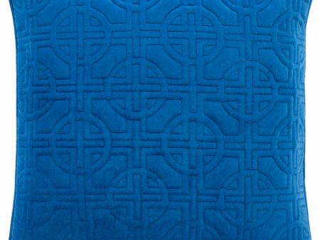 Quilted Cotton Velvet Cotton Bright Blue Pillow Cover in Various Sizes Sale