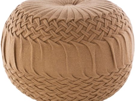 Alana Wool Tan Pouf For Sale