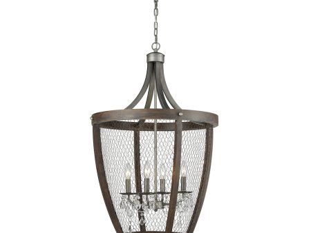 Renaissance Invention 4-Light Chandelier in Aged Wood and Wire - Long Online Sale