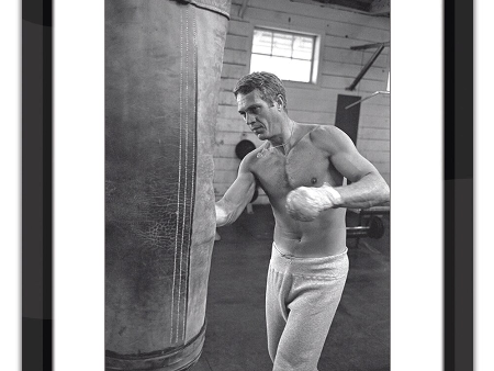 Steve McQueen Boxing in Black and White Print For Sale