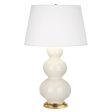 Triple Gourd Bone Glazed Table Lamp on Sale