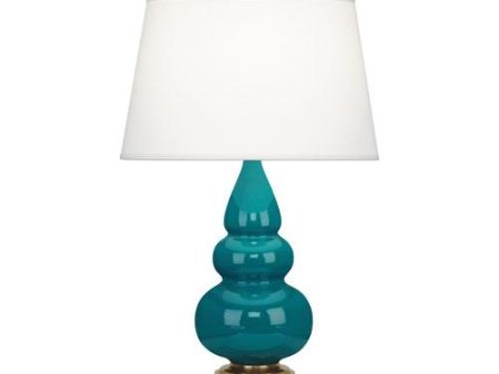 Small Triple Gourd Peacock Glazed Accent Table Lamp Cheap