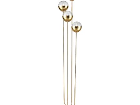 Haute Floreal 4-Light Floor Lamp in Gold Metallic and White Marble Supply