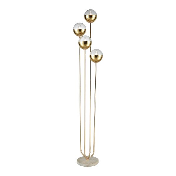 Haute Floreal 4-Light Floor Lamp in Gold Metallic and White Marble Supply