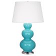 Triple Gourd Egg Blue Glazed Table Lamp Hot on Sale