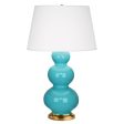 Triple Gourd Egg Blue Glazed Table Lamp Hot on Sale