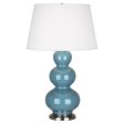 Triple Gourd Steel Blue Glazed Table Lamp Fashion