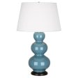 Triple Gourd Steel Blue Glazed Table Lamp Fashion