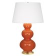 Triple Gourd Pumpkin Glazed Table Lamp For Cheap